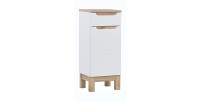 Meuble salle de bain ERMANO – Chêne clair et blanc brillant – 35x86 cm – 1 porte – À poser 