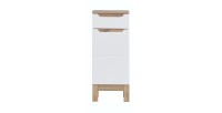 Meuble salle de bain ERMANO – Chêne clair et blanc brillant – 35x86 cm – 1 porte – À poser 