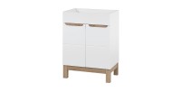 Meuble sous vasque ERMANO – Chêne clair et blanc brillant – 60x84 cm – 1 porte – À poser 