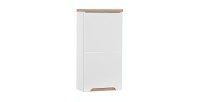 Meuble salle de bain ERMANO – Chêne clair et blanc brillant – 35x70 cm – 1 porte – À suspendre 