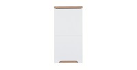 Meuble salle de bain ERMANO – Chêne clair et blanc brillant – 35x70 cm – 1 porte – À suspendre 