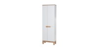 Colonne salle de bain ERMANO – Chêne clair et blanc brillant – 60x187 cm – 1 porte – À poser 