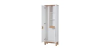 Colonne salle de bain ERMANO – Chêne clair et blanc brillant – 60x187 cm – 1 porte – À poser 