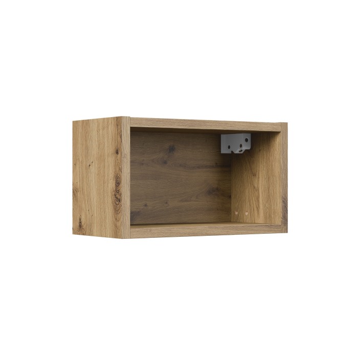 Meuble mural ouvert BRAZZA – 35 cm – Chêne clair – Finition artisan – À suspendre 