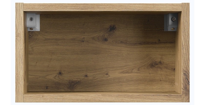 Meuble mural ouvert BRAZZA – 35 cm – Chêne clair – Finition artisan – À suspendre 