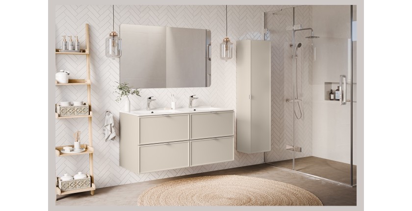 Colonne de salle de bain BRAZZA – 1 porte – Coloris marron congo – 140 cm – À suspendre 