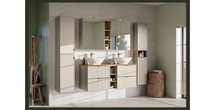 Colonne de salle de bain BRAZZA – 2 portes – Coloris marron congo – 170 cm – À suspendre 