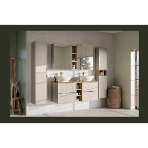 Colonne de salle de bain BRAZZA – 2 portes – Coloris marron congo – 170 cm – À suspendre 