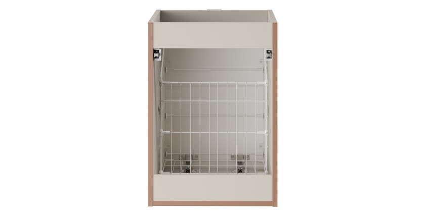 Meuble sous vasque BRAZZA – 1 porte avec panier à linge – Coloris marron congo – 40 cm – À poser 