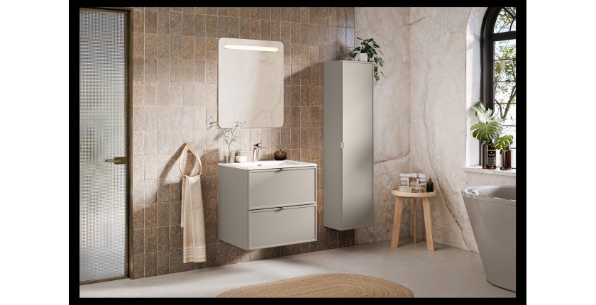 Meuble sous vasque BRAZZA – 2 tiroirs – Coloris marron congo – 60 cm – À suspendre 