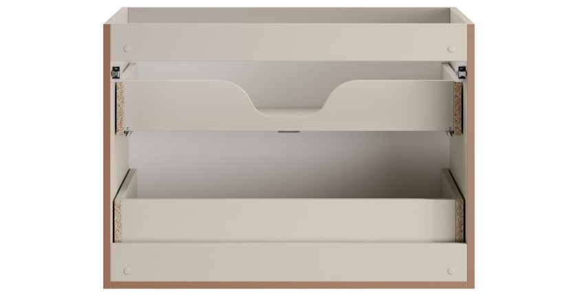 Meuble sous vasque BRAZZA – 2 tiroirs – Coloris marron congo – 80 cm – À suspendre 