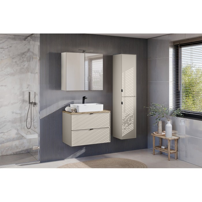 Meuble haut miroir BRAZZA – 2 portes – Coloris marron congo – L80 x H75 cm – À suspendre 