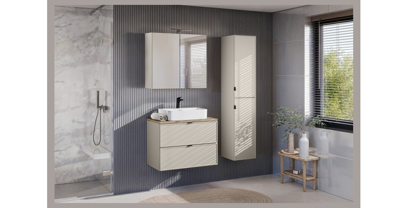 Meuble haut miroir BRAZZA – 2 portes – Coloris marron congo – L80 x H75 cm – À suspendre 