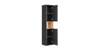 Colonne de salle de bain TALOKA – 2 portes – Gris anthracite et chêne clair – 170 cm – À suspendre 