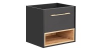 Meuble sous vasque TALOKA – 1 porte – Gris anthracite et chêne clair – 60 cm – À suspendre 