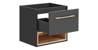 Meuble sous vasque TALOKA – 1 porte – Gris anthracite et chêne clair – 60 cm – À suspendre 