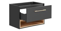 Meuble sous vasque TALOKA – 1 porte – Gris anthracite et chêne clair – 80 cm – À suspendre 