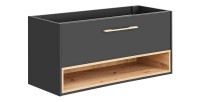Meuble sous vasque TALOKA – 120 cm – Gris anthracite et chêne clair – 2 tiroirs – À suspendre 