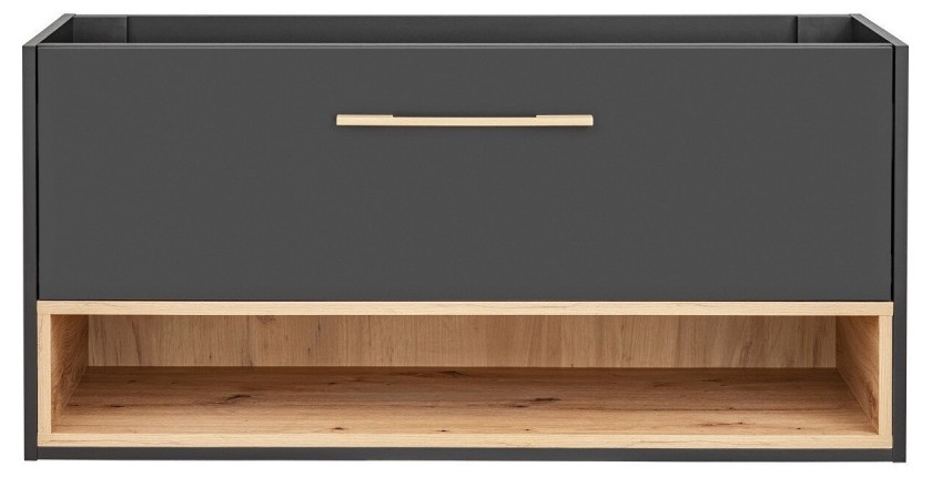 Meuble sous vasque TALOKA – 120 cm – Gris anthracite et chêne clair – 2 tiroirs – À suspendre 