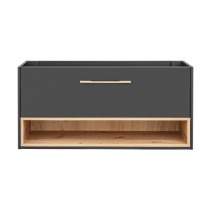 Meuble sous vasque TALOKA – 120 cm – Gris anthracite et chêne clair – 2 tiroirs – À suspendre 