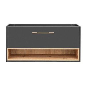 Meuble sous vasque TALOKA – 120 cm – Gris anthracite et chêne clair – 2 tiroirs – À suspendre 