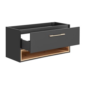 Meuble sous vasque TALOKA – 120 cm – Gris anthracite et chêne clair – 2 tiroirs – À suspendre 