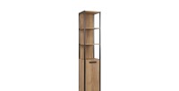 Colonne de salle de bain ONIL – 1 porte – Chêne clair et noir – 185 cm – À suspendre 
