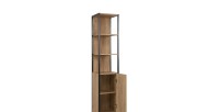 Colonne de salle de bain ONIL – 1 porte – Chêne clair et noir – 185 cm – À suspendre 