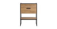 Meuble sous vasque ONIL – 1 porte – Chêne clair et noir – 60 cm – À suspendre 