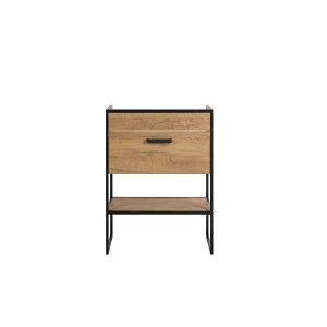 Meuble sous vasque ONIL – 1 porte – Chêne clair et noir – 60 cm – À suspendre 