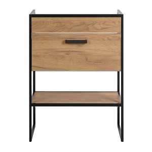 Meuble sous vasque ONIL – 1 porte – Chêne clair et noir – 60 cm – À suspendre 