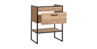 Meuble sous vasque ONIL – 1 porte – Chêne clair et noir – 60 cm – À suspendre 