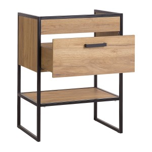 Meuble sous vasque ONIL – 1 porte – Chêne clair et noir – 60 cm – À suspendre 