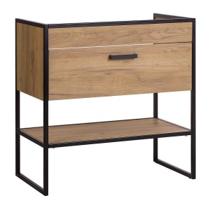 Meuble sous vasque ONIL – 2 portes – Chêne clair et noir – 80 cm – À suspendre 