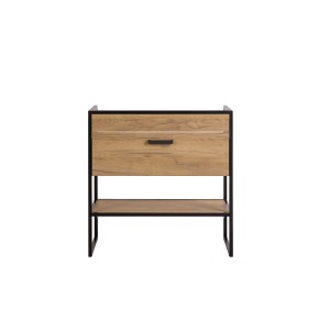 Meuble sous vasque ONIL – 2 portes – Chêne clair et noir – 80 cm – À suspendre 