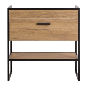 Meuble sous vasque ONIL – 2 portes – Chêne clair et noir – 80 cm – À suspendre 