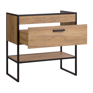 Meuble sous vasque ONIL – 2 portes – Chêne clair et noir – 80 cm – À suspendre 