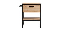 Meuble sous vasque ONIL – 2 portes – Chêne clair et noir – Style industriel – L70 cm 