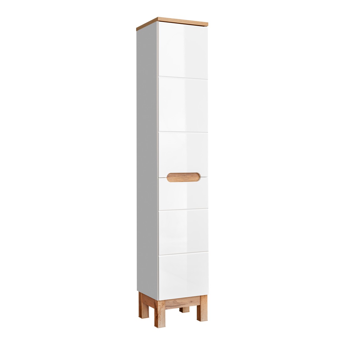 Colonne salle de bain ERMANO – Chêne clair et blanc brillant – 35x187 cm – 1 porte – À poser