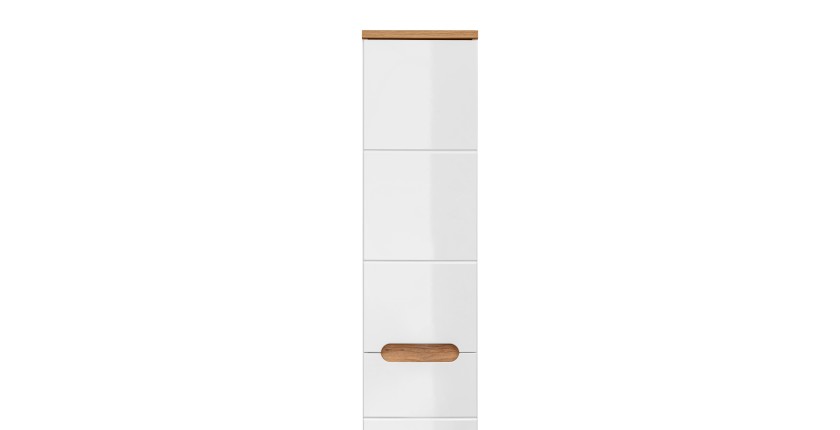 Colonne salle de bain ERMANO – Chêne clair et blanc brillant – 35x187 cm – 1 porte – À poser