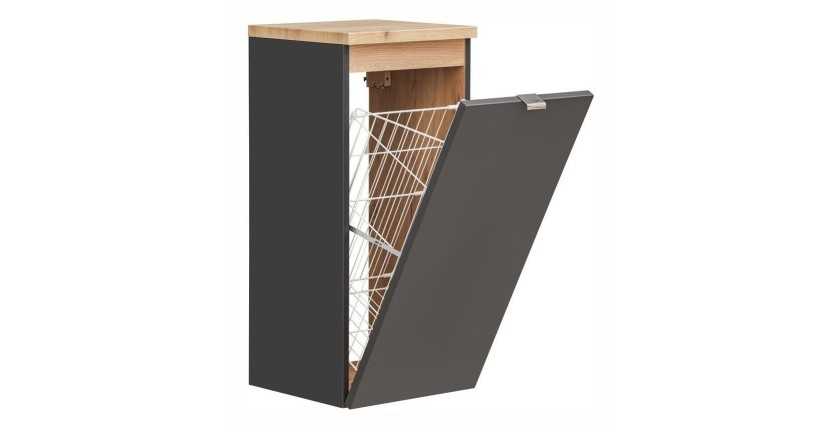 Meuble de rangement NALYA 35 cm – Gris anthracite et chêne clair – Style design 