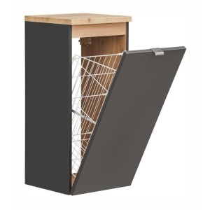 Meuble de rangement NALYA 35 cm – Gris anthracite et chêne clair – Style design 