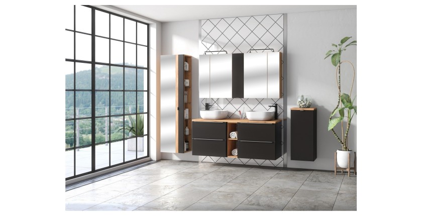 Meuble de rangement NALYA 35 cm – Gris anthracite et chêne clair – Style design 