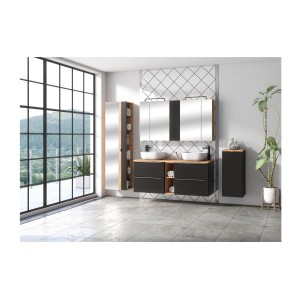 Meuble de rangement NALYA 35 cm – Gris anthracite et chêne clair – Style design 