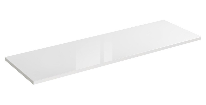 Plan vasque NALYA 141 cm – Blanc brillant et chêne clair – Plateau pour double meuble vasque 