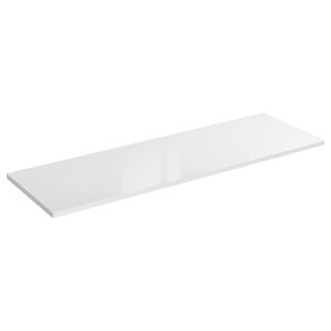 Plan vasque NALYA 141 cm – Blanc brillant et chêne clair – Plateau pour double meuble vasque 