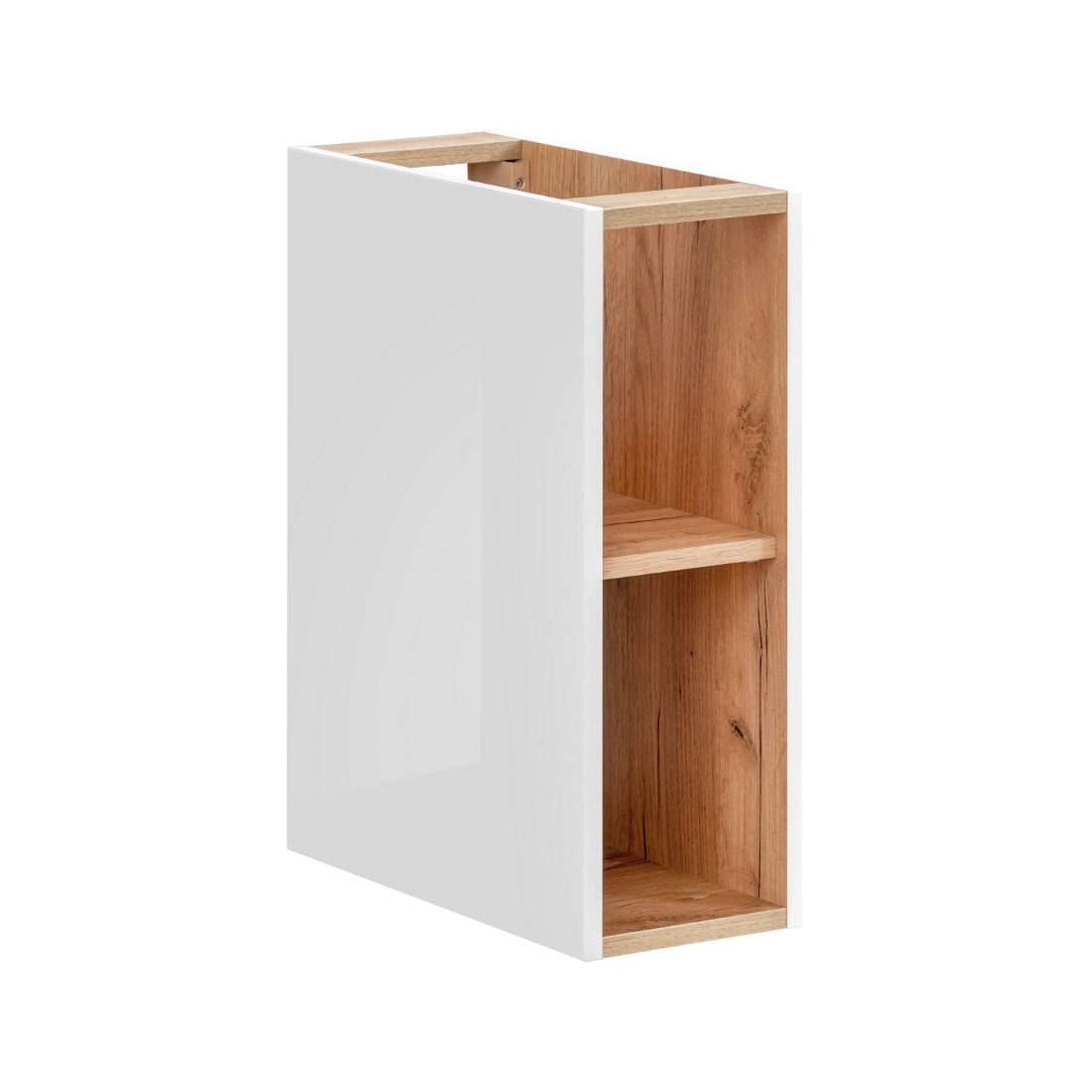 Accessoire mural NALYA 57 cm – Blanc brillant et chêne clair – Élément suspendu compact
