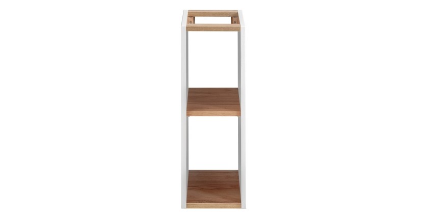 Accessoire mural NALYA 57 cm – Blanc brillant et chêne clair – Élément suspendu compact