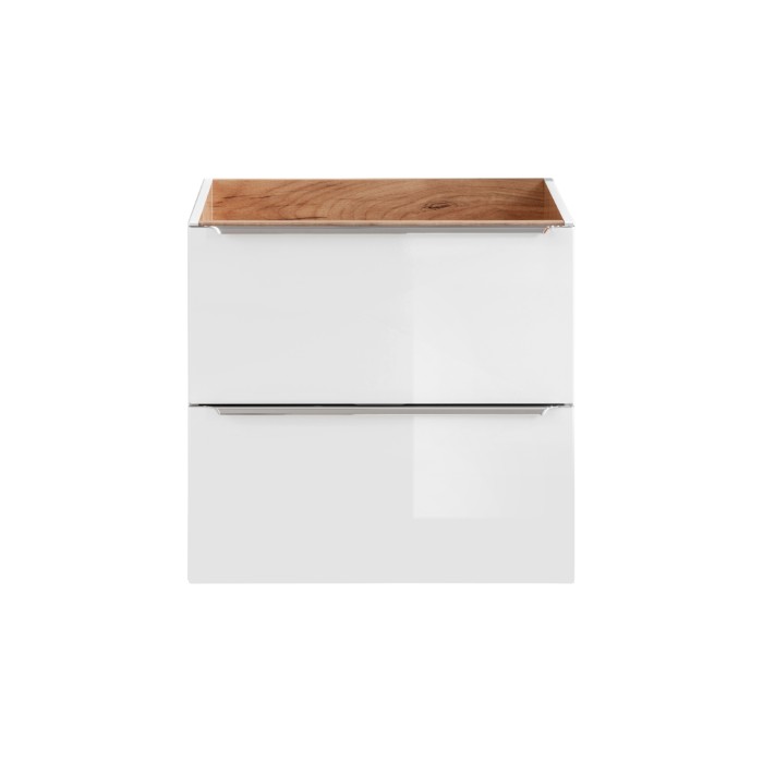 Mobile sottolavabo NALYA 60 cm – Bianco lucido e rovere chiaro – Design sospeso