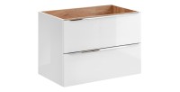 Meuble sous vasque NALYA 80 cm – Blanc brillant et chêne clair – Design suspendu moderne